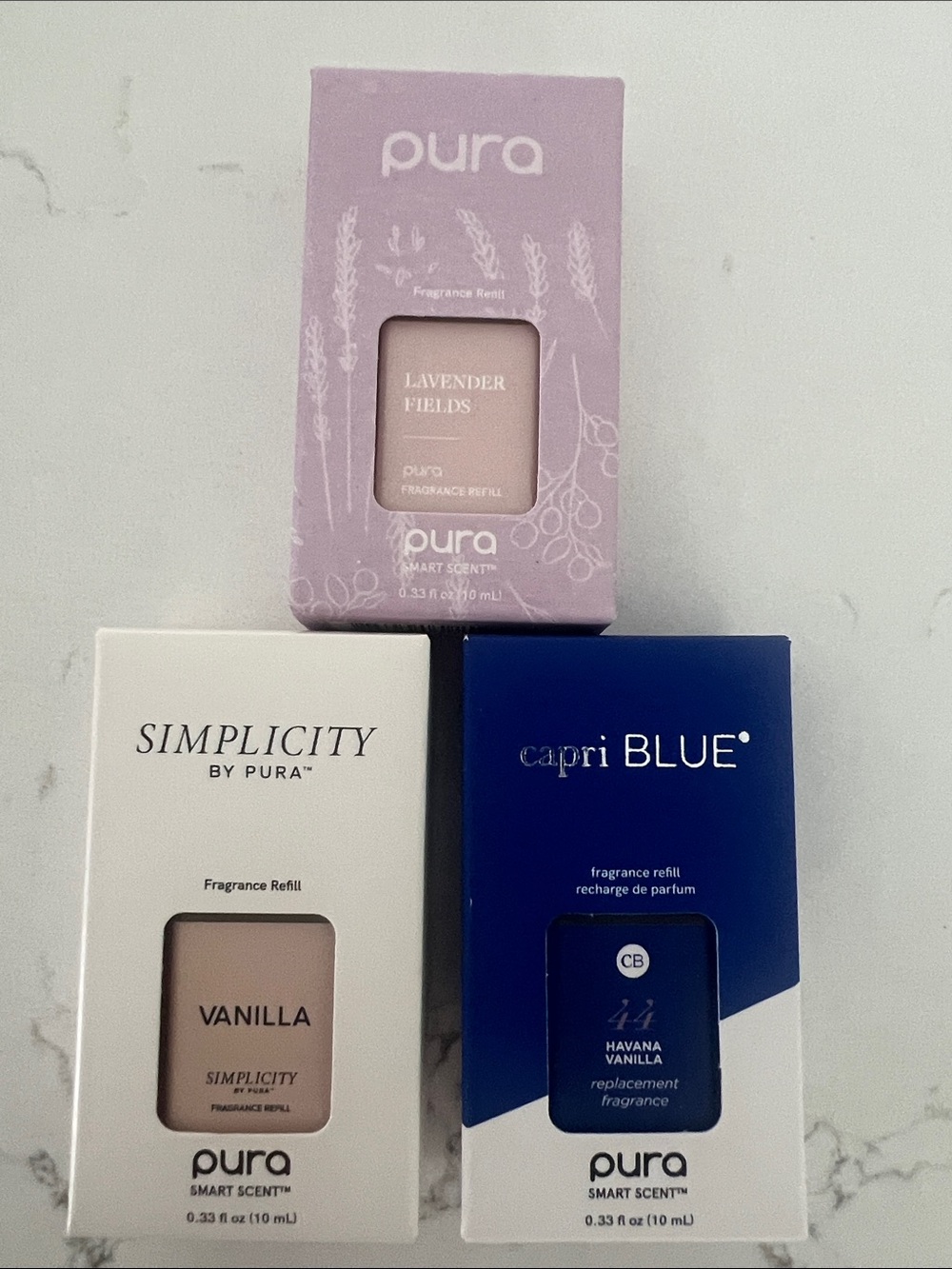 Pura Fragrance Refill Trio — Lavender Fields, Vanilla, Capri Blue